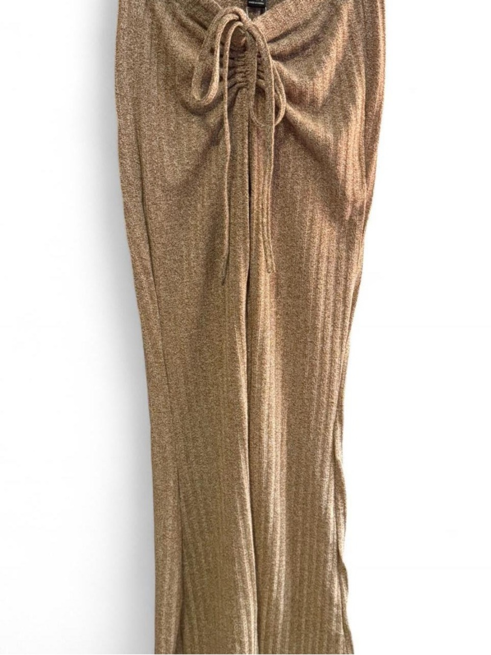 SHEIN Brown and Tan Ruched Knit Pant